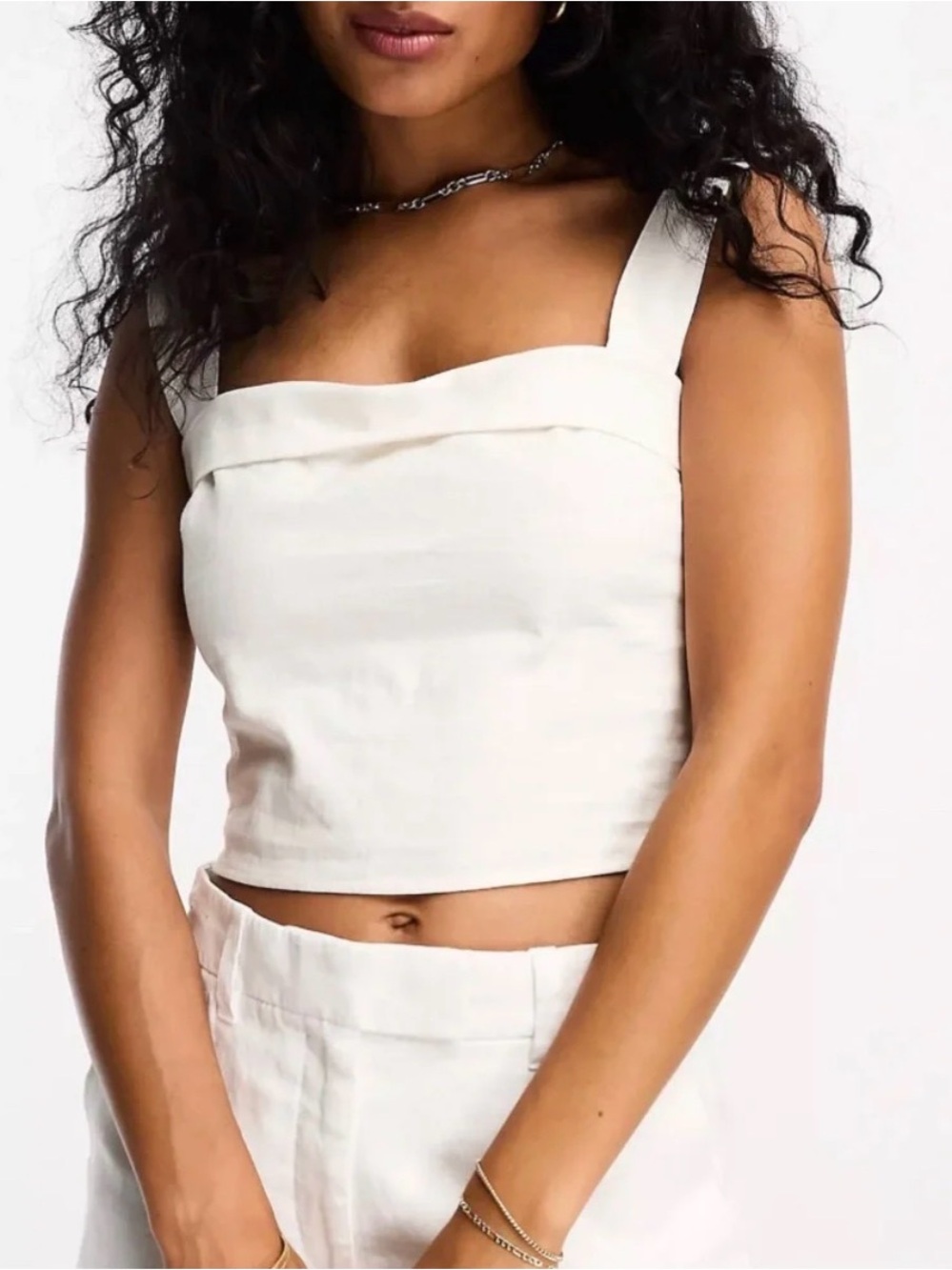 Abercrombie & Fitch Cream Linen Crop Tank Top